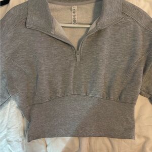ALO Yoga Light Gray Quarter-Zip Pullover